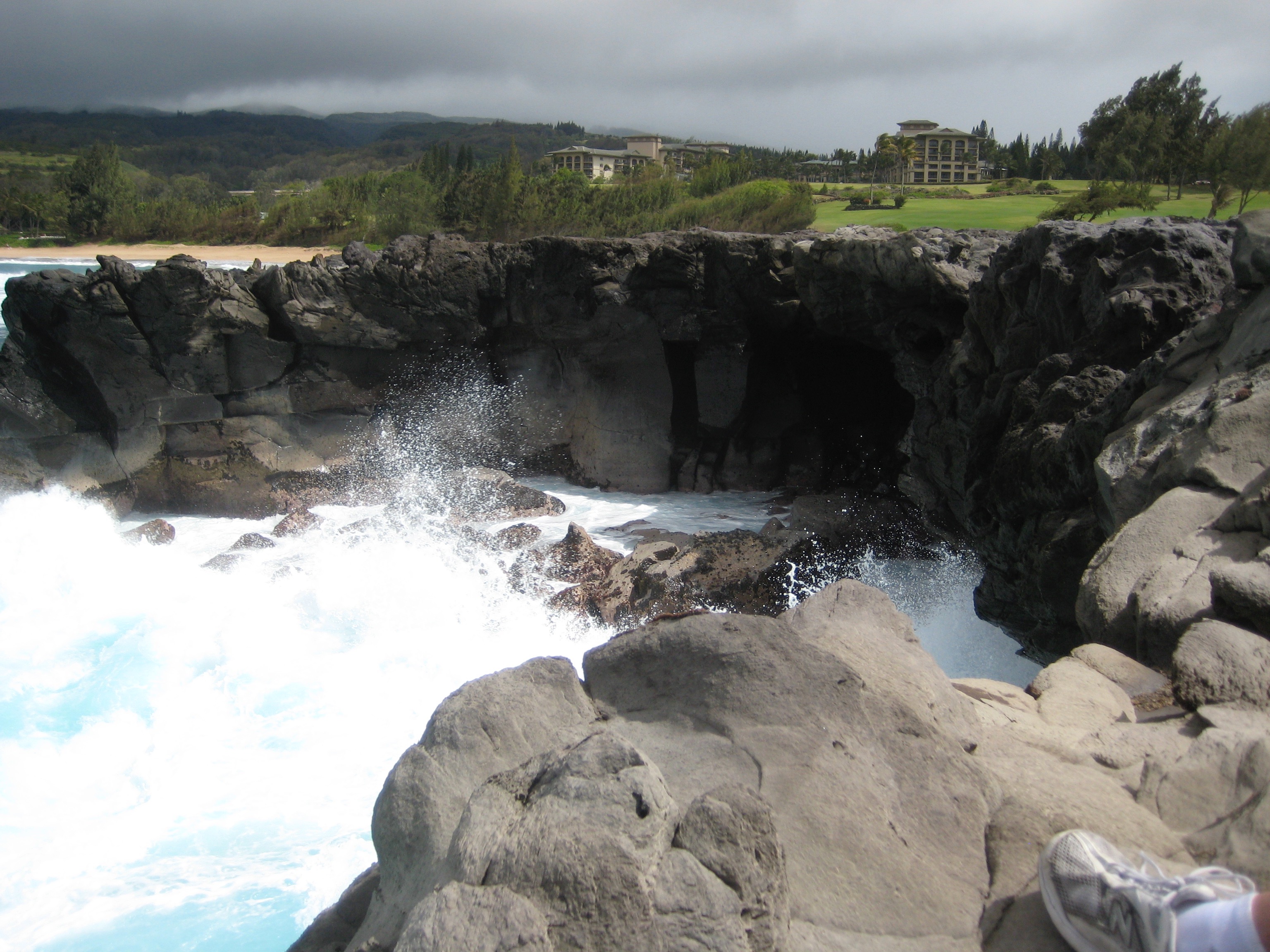 Sea cave under Dragon's Teeth, Kapalua, Maui. 
