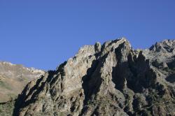 Interesting mountain shapes and shadows near Mammoth Lakes.