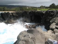 Sea cave under Dragon's Teeth, Kapalua, Maui. 